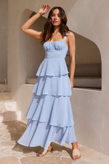 Engels-Trompeten-Maxikleid Blau