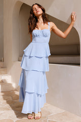 Engels-Trompeten-Maxikleid Blau