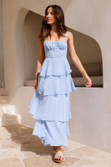 Engels-Trompeten-Maxikleid Blau