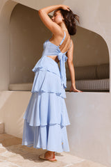 Engels-Trompeten-Maxikleid Blau