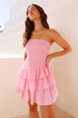 Sunset Dreams Strapless Mini Dress Pink