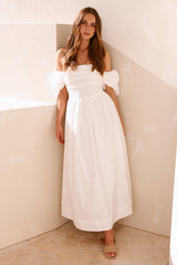 Bella Off-Shoulder Maxikleid Weiß