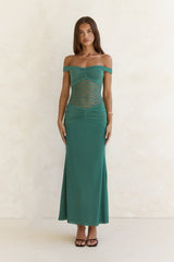 Always Dreaming Lace Off Shoulder Maxi Dress Teal