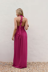 Sea Glass Nights Neckholder Maxikleid Fuchsia