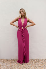 Sea Glass Nights Neckholder Maxikleid Fuchsia