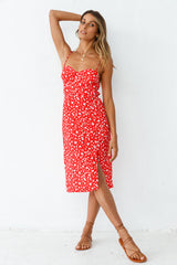 Waiting For Spring Midi Dress Red