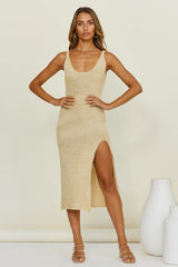 SNDYS Breeze Strick-Midikleid Sand