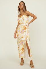 Tropisches Palmen-Maxikleid Gelb