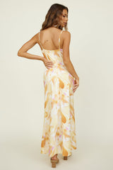 Tropisches Palmen-Maxikleid Gelb