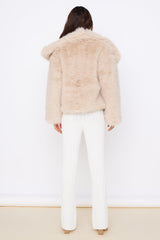 Snowflakes Falling Faux Fur Coat Cream