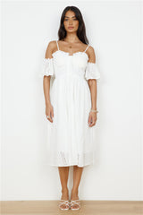 Basque Midi Dress White