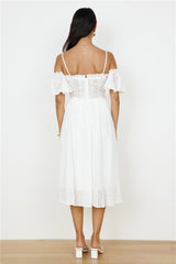 Basque Midi Dress White