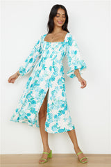 Sweet Epiphany Midikleid Blau geblümt