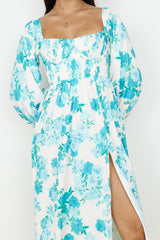 Sweet Epiphany Midikleid Blau geblümt