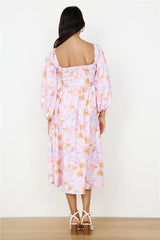Sunset Blooms Midi Dress Lilac
