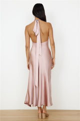 In My Feelings Satin Maxi Dress Blush