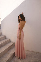 Rosetta Neckholder-Maxikleid Pink