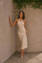 Moment Of Romance Satin-Maxikleid Creme