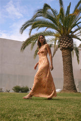 FORTUNATE ONE Florence Satin Maxi Dress Orange