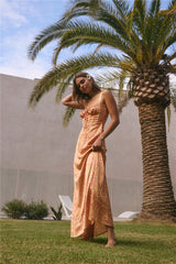 FORTUNATE ONE Florence Satin Maxi Dress Orange