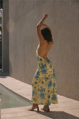 Sunset Skies Halter Maxi Dress Yellow