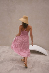 Pure Satisfaction One Shoulder Maxi Dress Pink