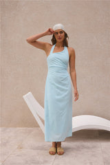 Free Spirited Halter Maxi Dress Blue