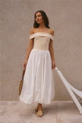 Sophisticated Nights Bubble Hem Maxi Dress White