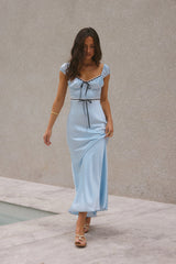 Selene Satin Maxi Dress Blue