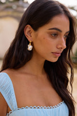 18K Gold Plated Precious Pearls Earrings Gold