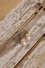 18K Gold Plated Precious Pearls Earrings Gold