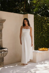 Flüsternde Weide Maxikleid Weiß