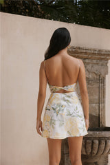 Talia Blumen-Minikleid Gelb