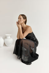 First Class Feelings Strapless Maxi Dress Black