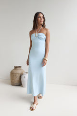Trägerloses Neckholder-Maxikleid „Karmic Blessing“ Blau