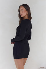 Snowdrop Knit Mini Skirt Black