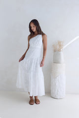 Maxikleid Schneebedeckter Berg Weiß