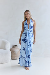 Lovers In Bloom Halter Maxi Dress Blue