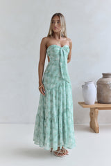 Hear Your Heartbeat Strapless Maxi Dress Green