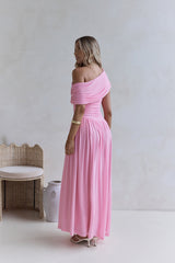 Hidden Flair One-Shoulder-Maxikleid aus Mesh – Pink