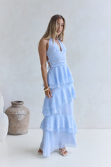 Path Of Fate Halter Maxi Dress Blue