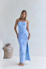 Glow Up Season trägerloses Maxikleid Blau