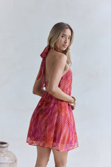 Sundown Palms Neckholder-Minikleid Orange