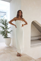 Goddess Blessings Strapless Maxi Dress Cream