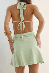 Flow With Me Neckholder-Minikleid Salbei
