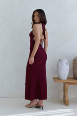 Taste Of Luxe Neckholder-Maxikleid aus Mesh, Burgund