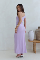 Dahlia One Shoulder Mesh Maxi Dress Lilac