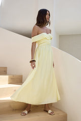 Hidden Treasures Off Shoulder Maxi Dress Yellow