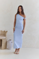 Walking On Air Off Shoulder Maxi Dress Blue