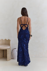 Love For You Mesh-Maxikleid Marineblau